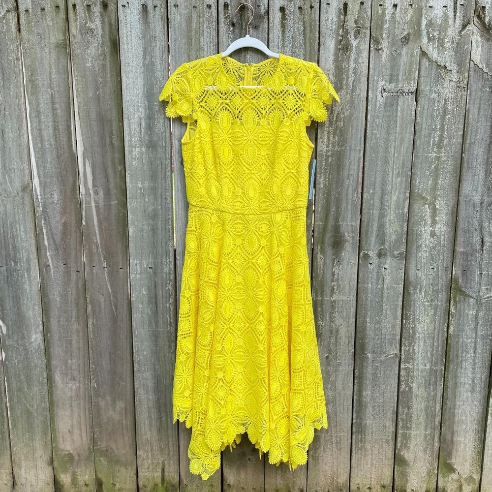 ANTONIO MELANI Sunny Yellow Lace Midi Dress - Picture 2 of 9